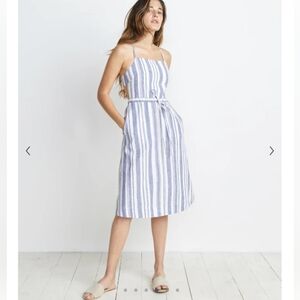 Marine Layer Lily Linen Blue White Stripe Dress
